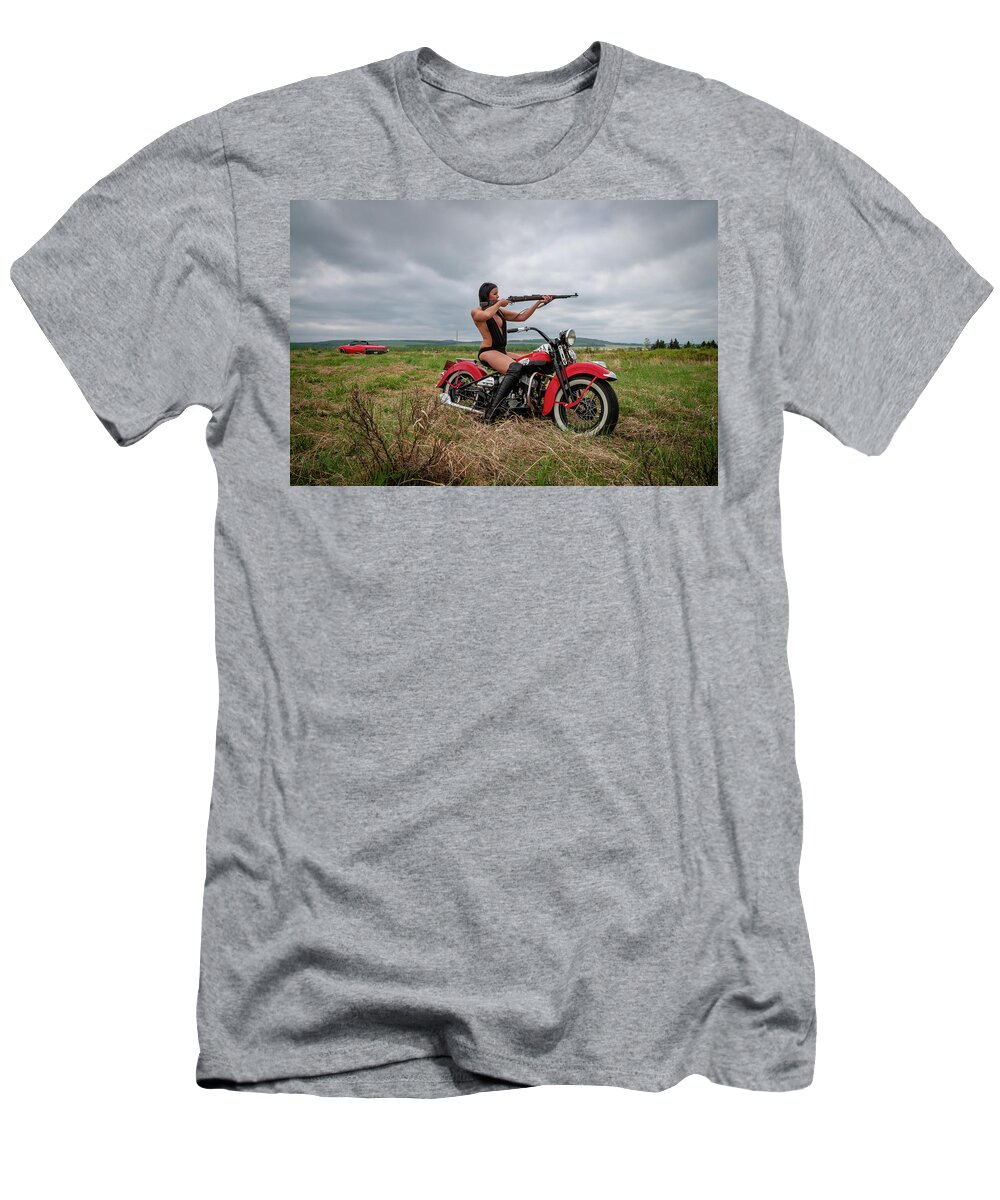 Motorcycle T-Shirt featuring the photograph Motorcycle Babe by Bill Cubitt