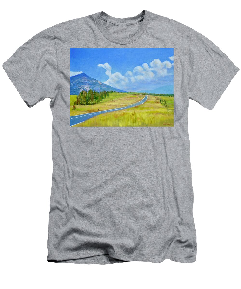 Mountain T-Shirt featuring the painting Mount Mitta Mitta and the Cudgewa Valley by Dai Wynn