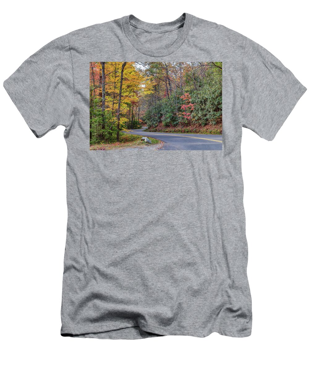 Fall T-Shirt featuring the photograph Mountain Road by Jim Miller