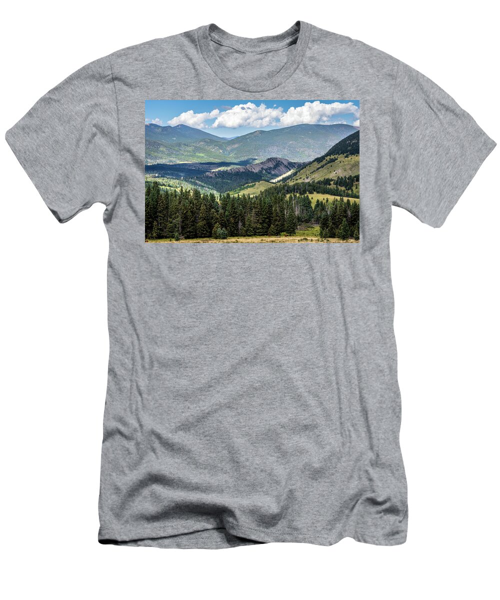 Beauty In The Sky T-Shirt featuring the photograph Mountains Forest And Volcanic Dike Colorado by Debra Martz