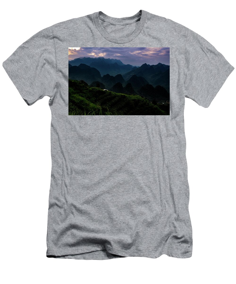 Ha Giang T-Shirt featuring the photograph Waiting For The Night - Ha Giang Loop Road. Northern Vietnam by Earth And Spirit