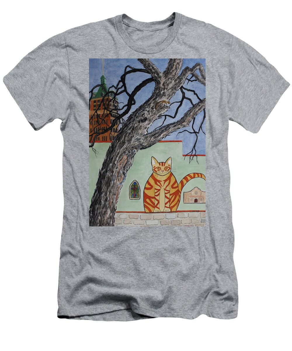 Ginger Color T-Shirt featuring the painting Mr. Lavish, Younger Branch of the Ginger Family of La Villita by Vera Smith
