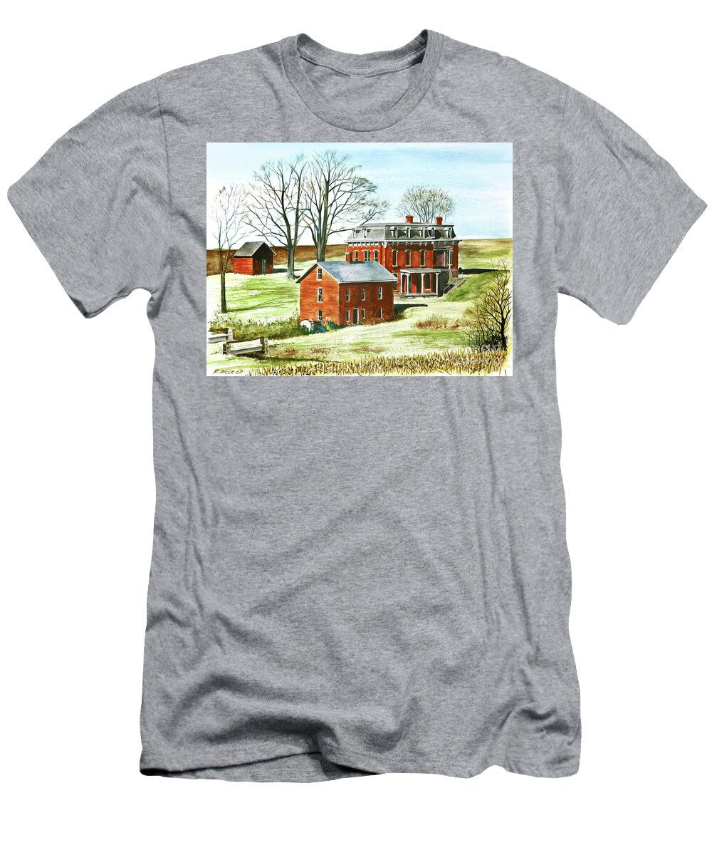 Mudhouse T-Shirt featuring the painting Mudhouse Mansion in Spring by Rick Mock