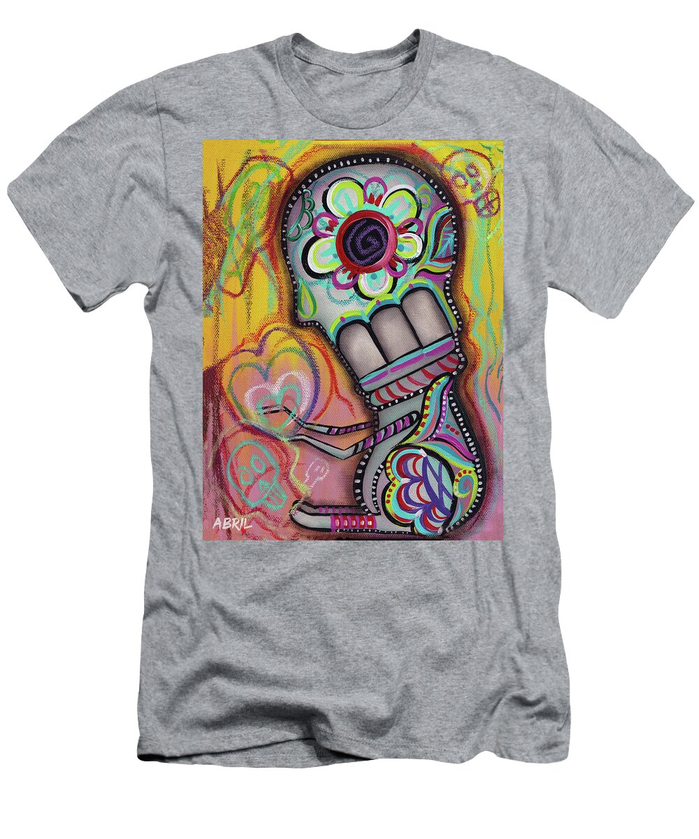Day Of The Dead T-Shirt featuring the painting My Affliction by Abril Andrade