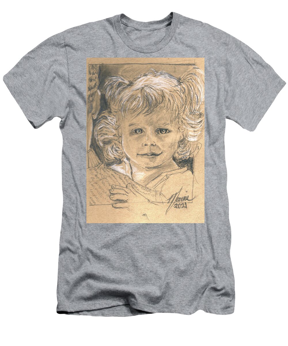 Girl T-Shirt featuring the drawing My Daddy by Marnie Clark