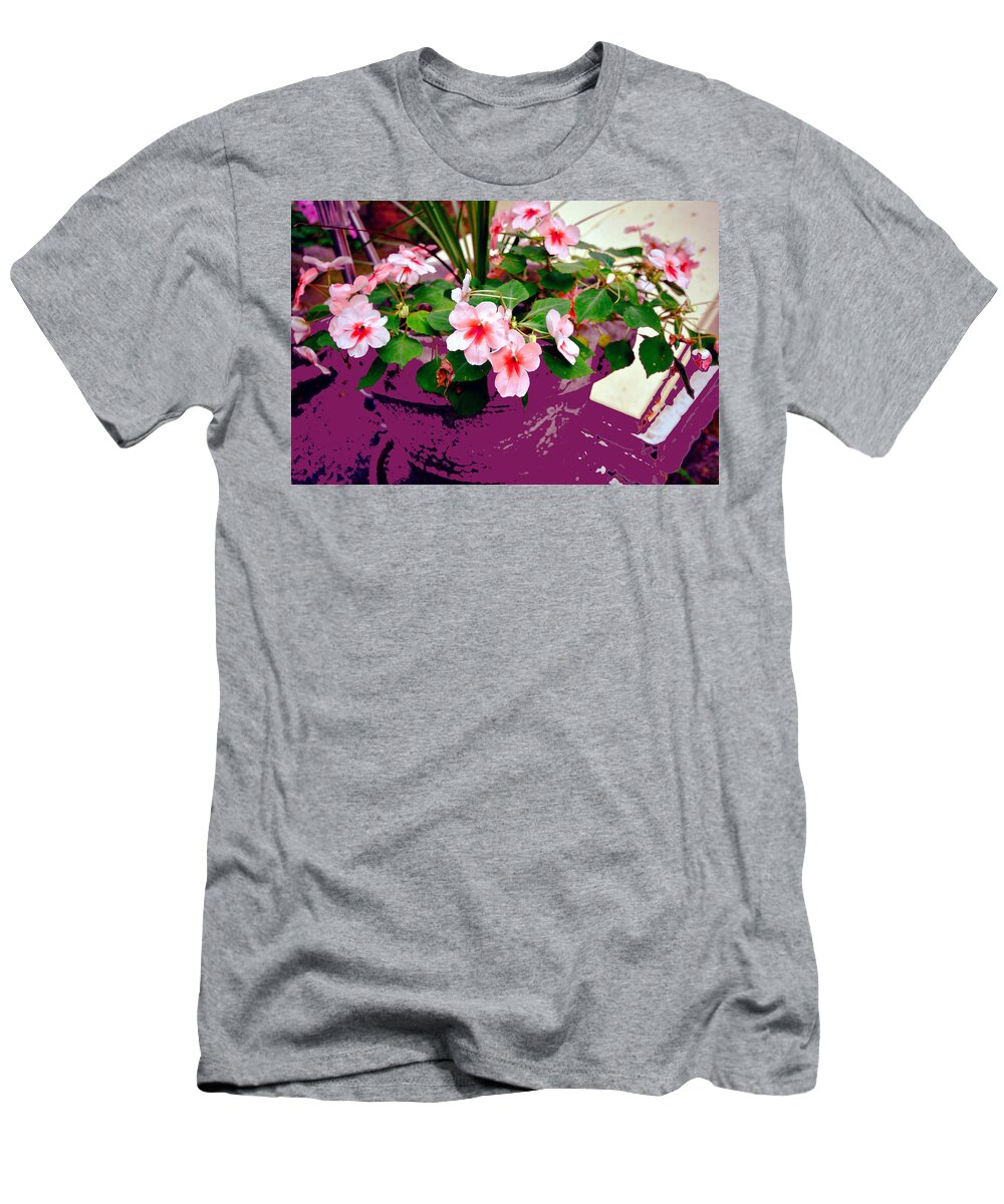 Flowers T-Shirt featuring the mixed media My Favorite Impatiens by Stacie Siemsen