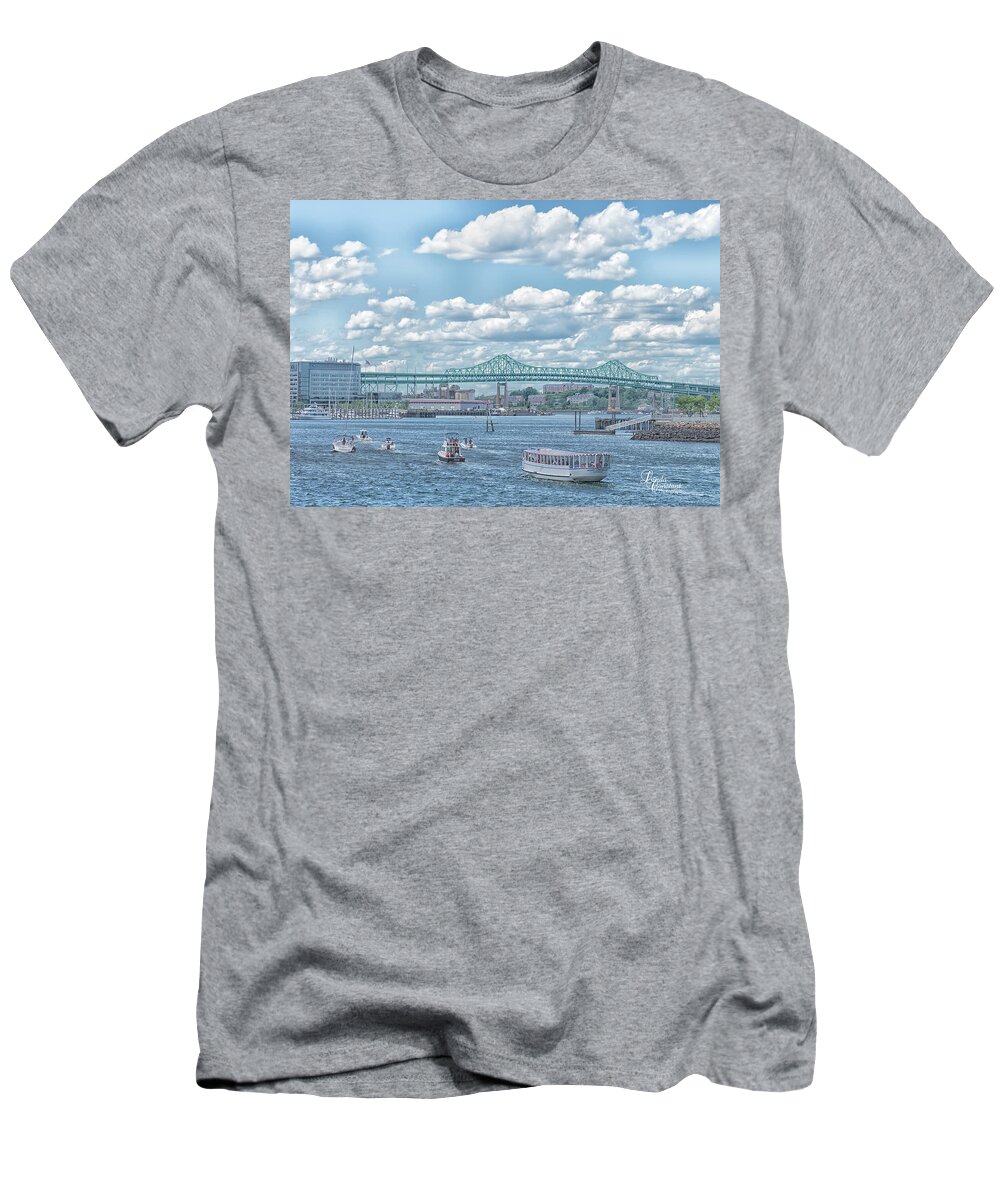 Mystic River Bridge T-Shirt featuring the photograph Mystic River Bridge by Linda Constant