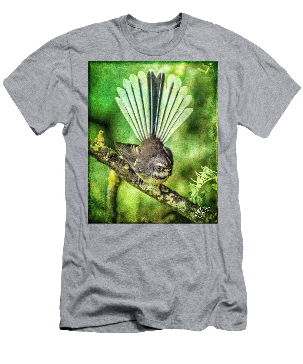 Bird T-Shirt featuring the photograph N.Z. Fantail 2 by Roseanne Jones