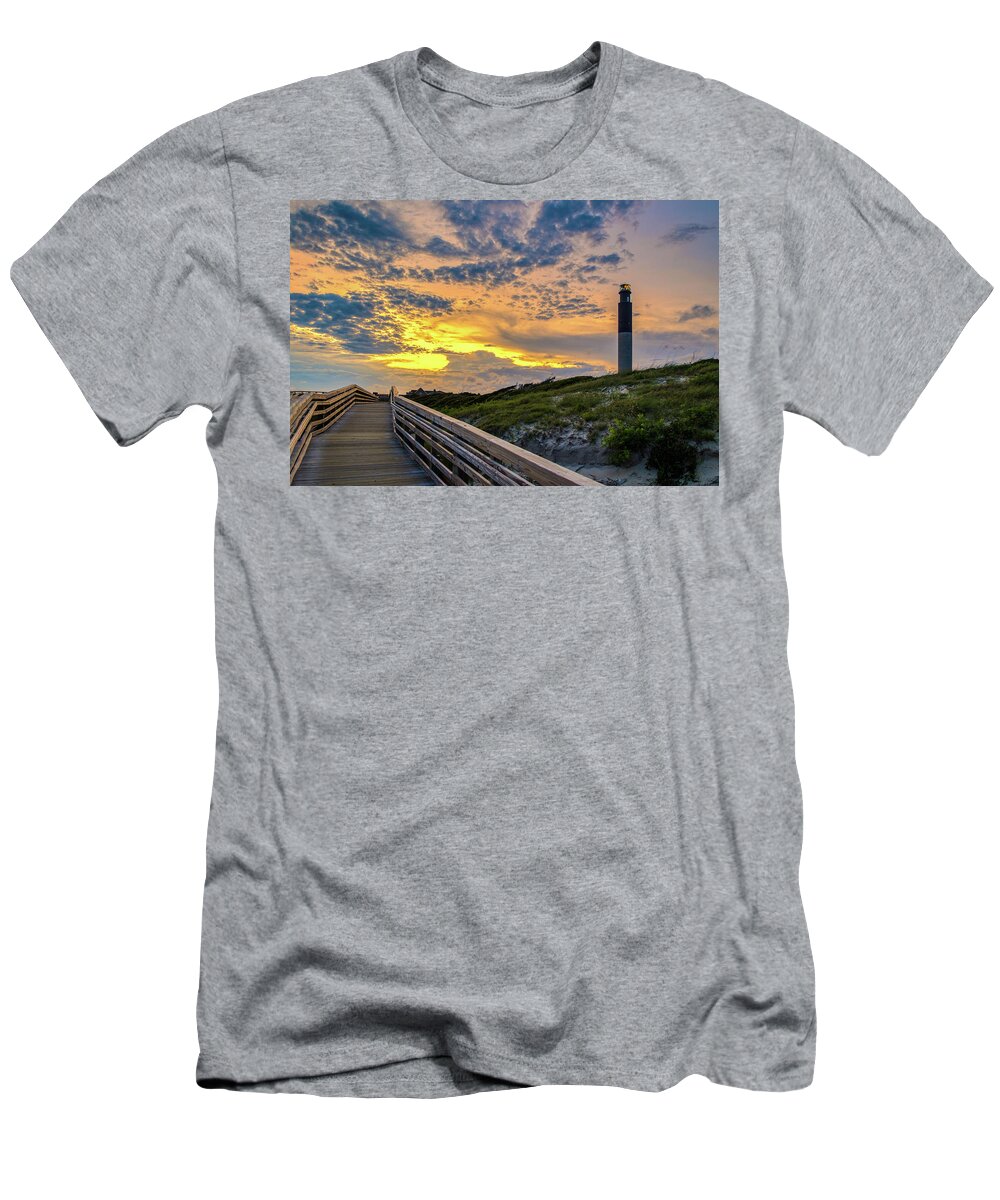 Oak Island T-Shirt featuring the photograph Oak Island Lighthouse Sunset by Nick Noble