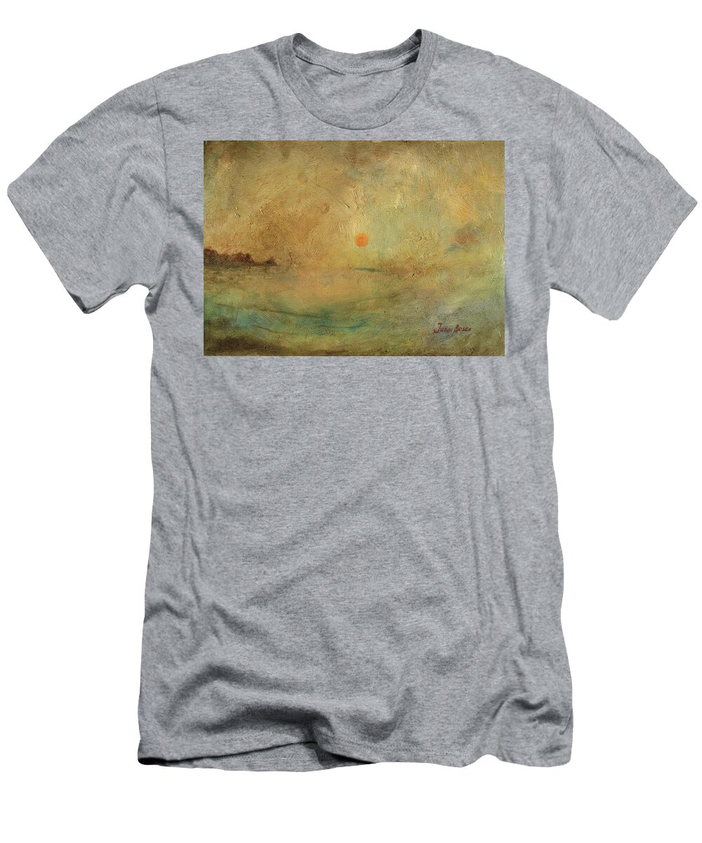Ocean Sunset T-Shirt featuring the painting Ocean sunset by Juan Bosco