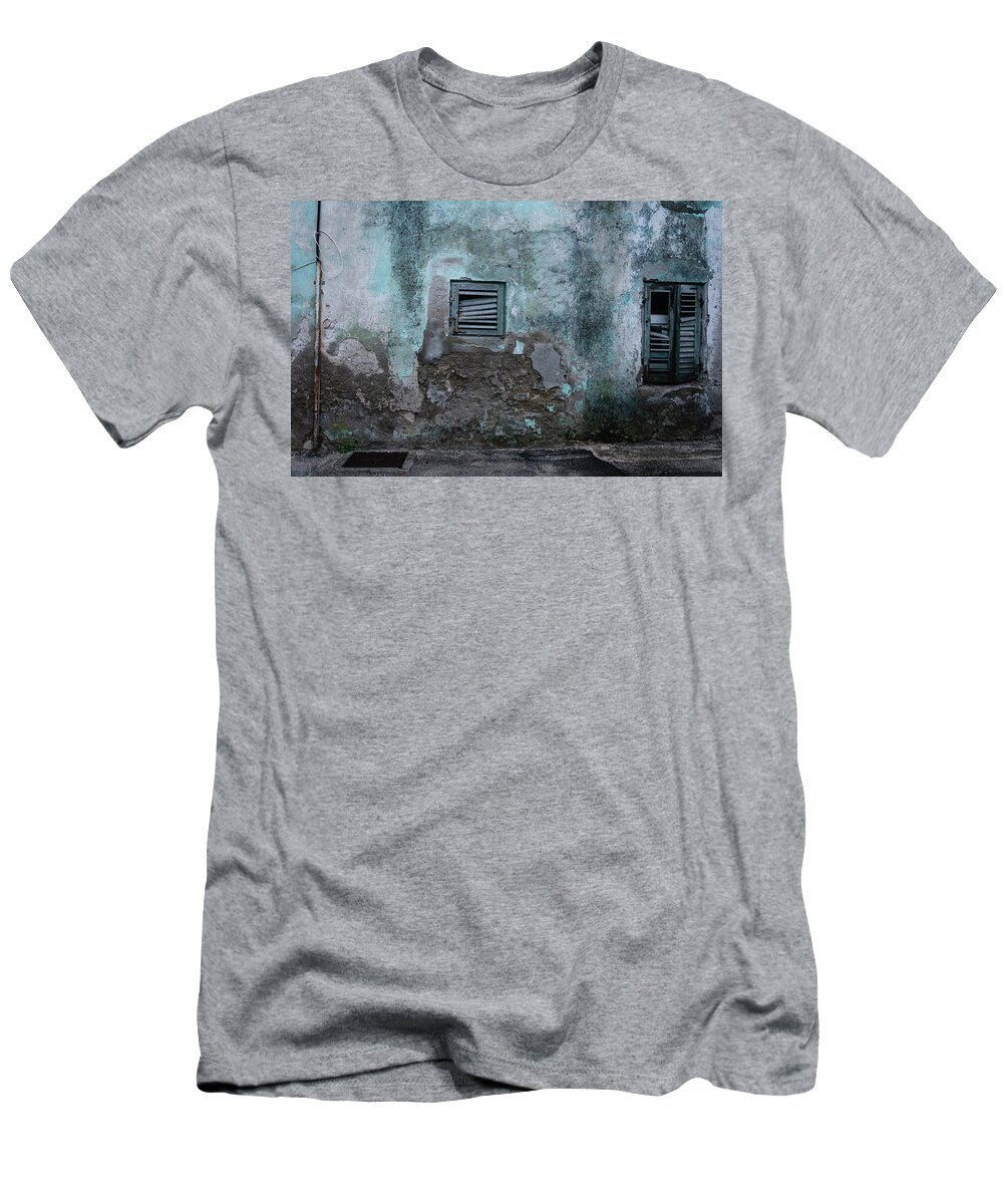Background T-Shirt featuring the photograph Old Blue House Facade by Martin Vorel Minimalist Photography
