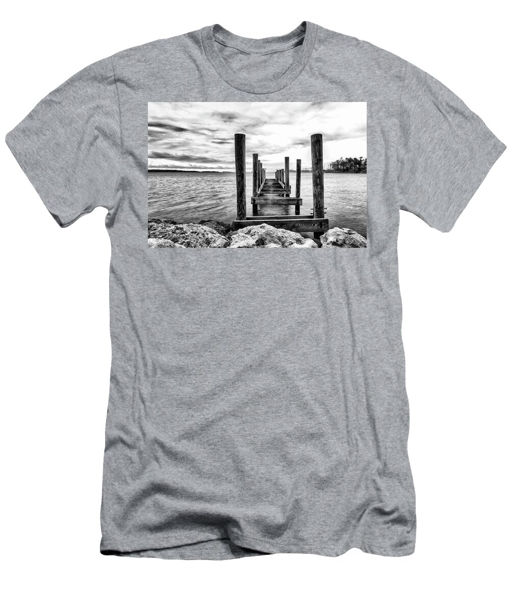 Dock T-Shirt featuring the photograph Old Dock Near Smyrna NC by Bob Decker