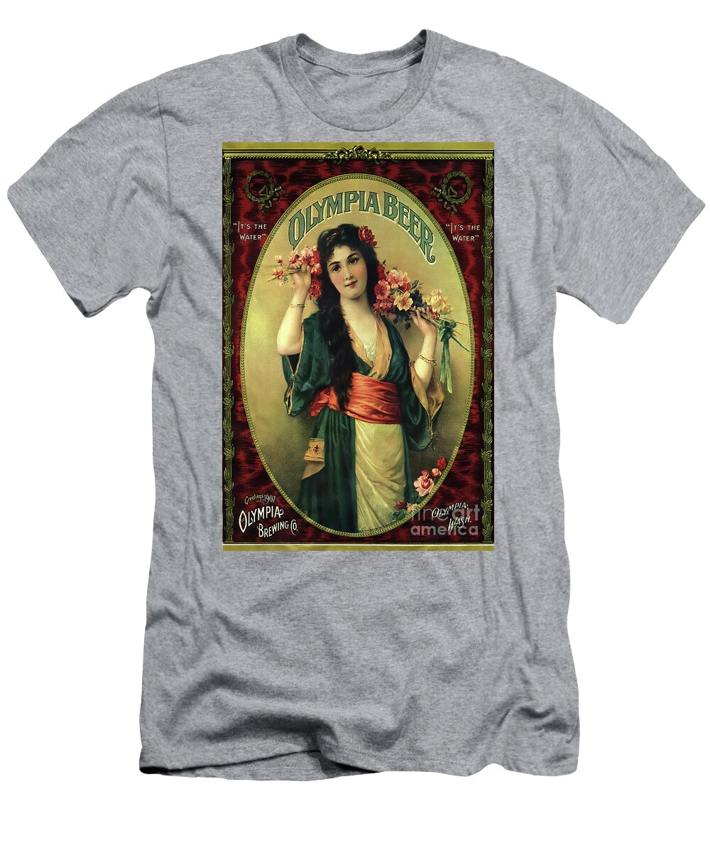 Shadow Catchers T-Shirt featuring the digital art Olympia Brewing Company - Beer Poster 1907 by Unknown