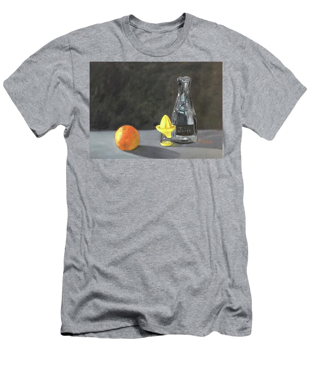 Sharon Mick T-Shirt featuring the painting Orange Series Five of Five   Soon to Be Juice by Sharon Mick