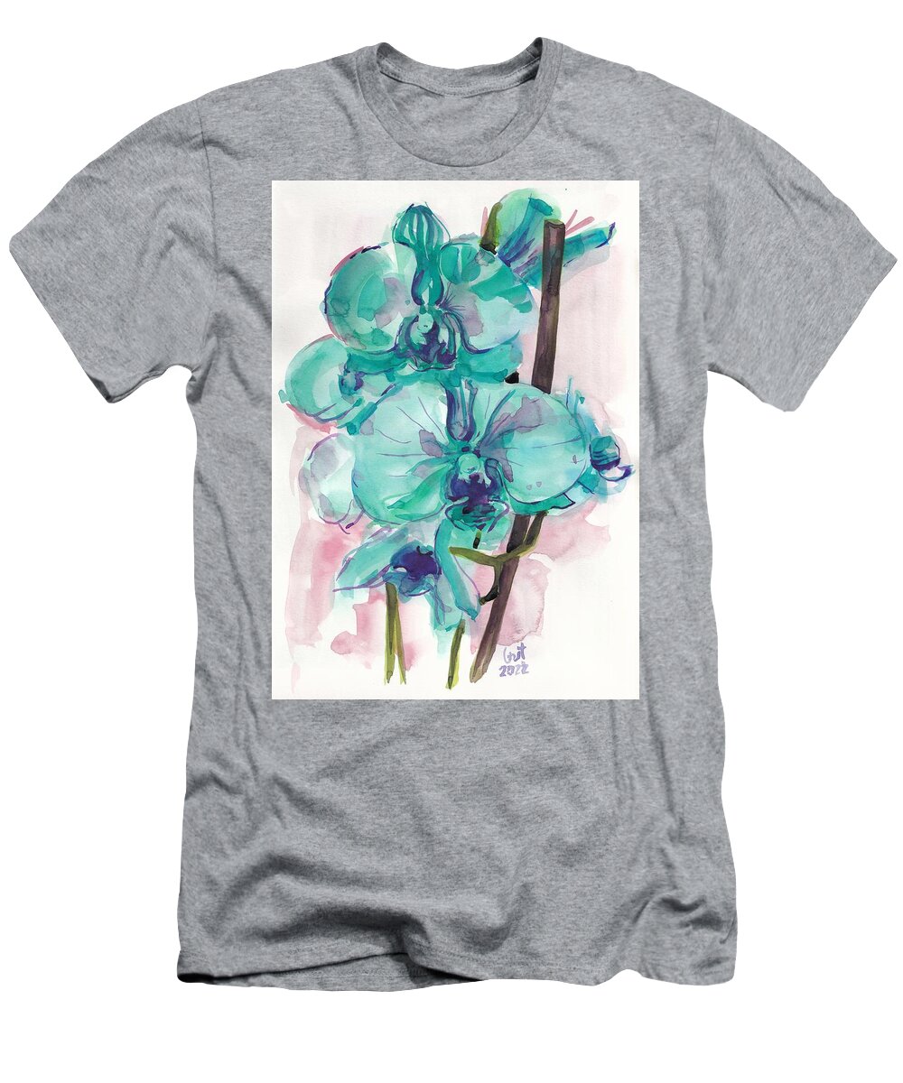 Watercolor T-Shirt featuring the painting Orchids by George Cret