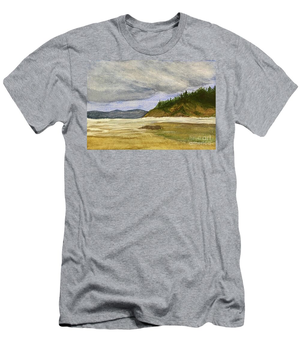 Oregon Coast T-Shirt featuring the painting Oregon Coast by Lisa Neuman