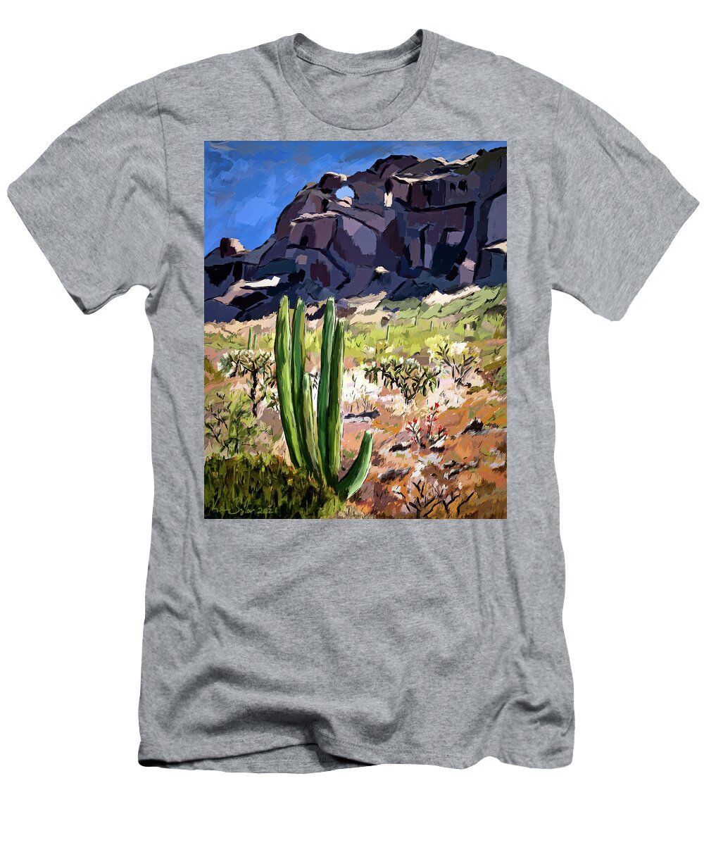 Cactus T-Shirt featuring the digital art Organ Pipe Cactus by Ken Taylor