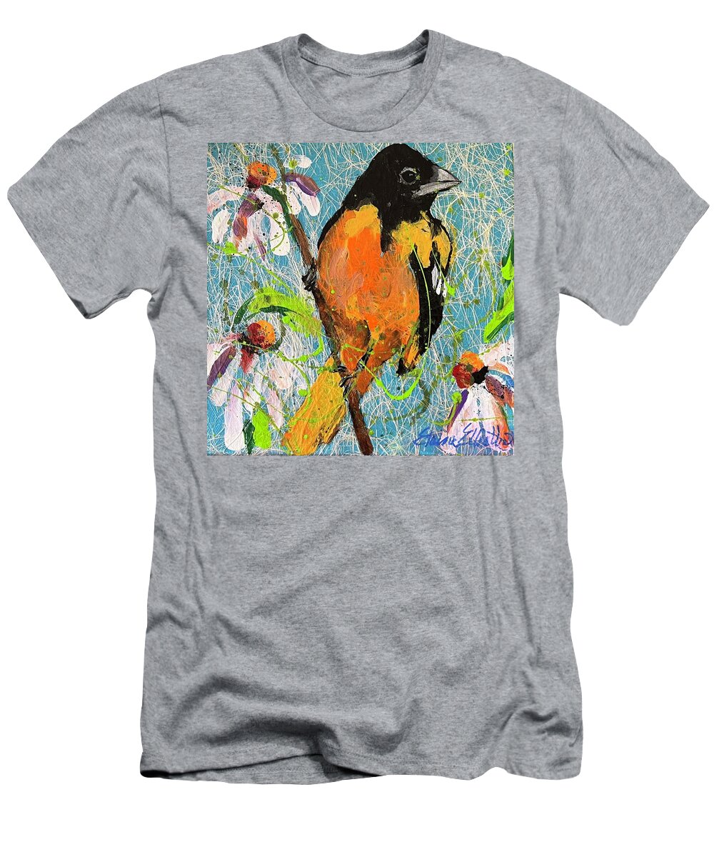Birds T-Shirt featuring the painting Oriole by Elaine Elliott