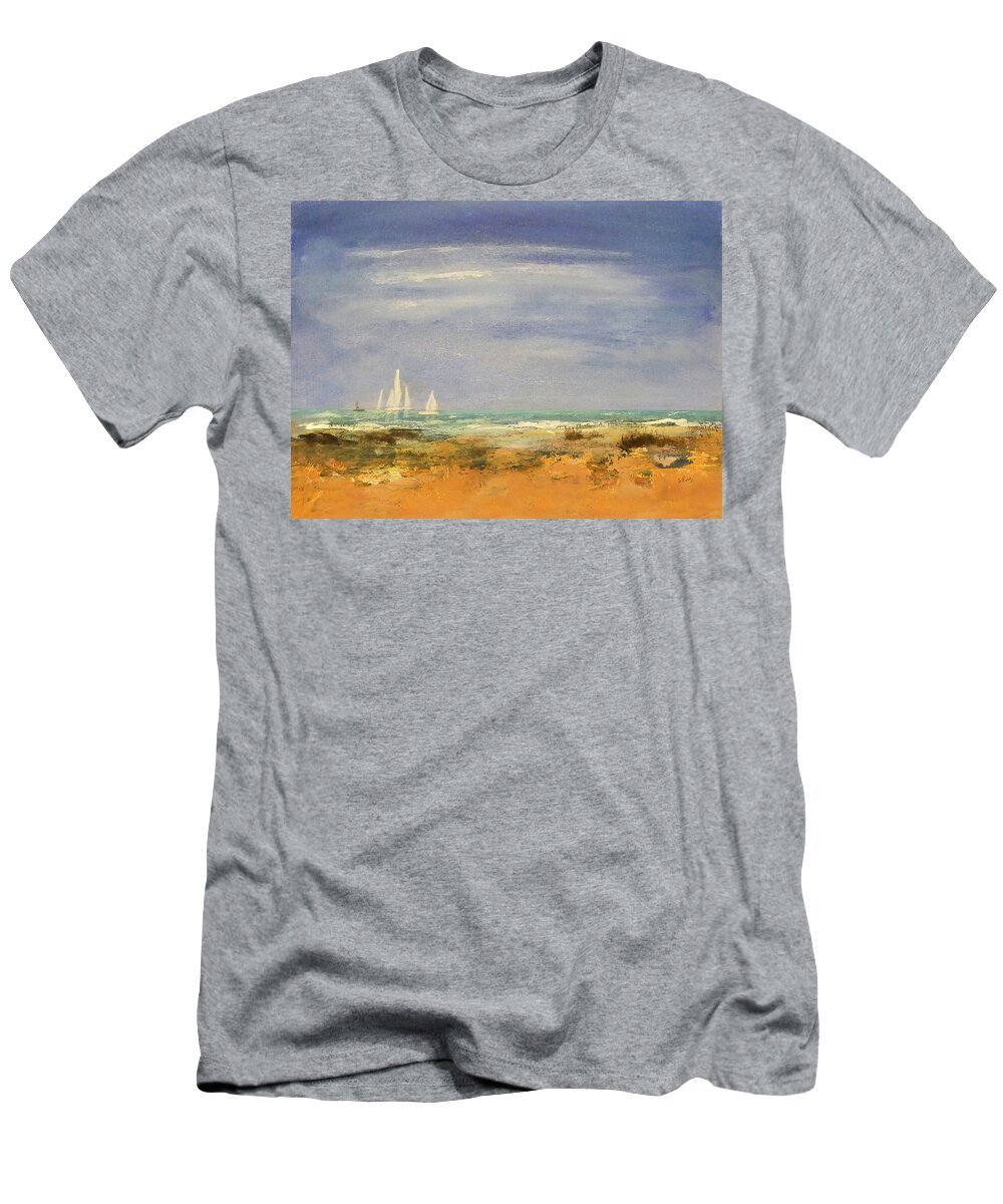 Landscape T-Shirt featuring the painting Out for a Sail on a Sunny Day by Sharon Williams Eng
