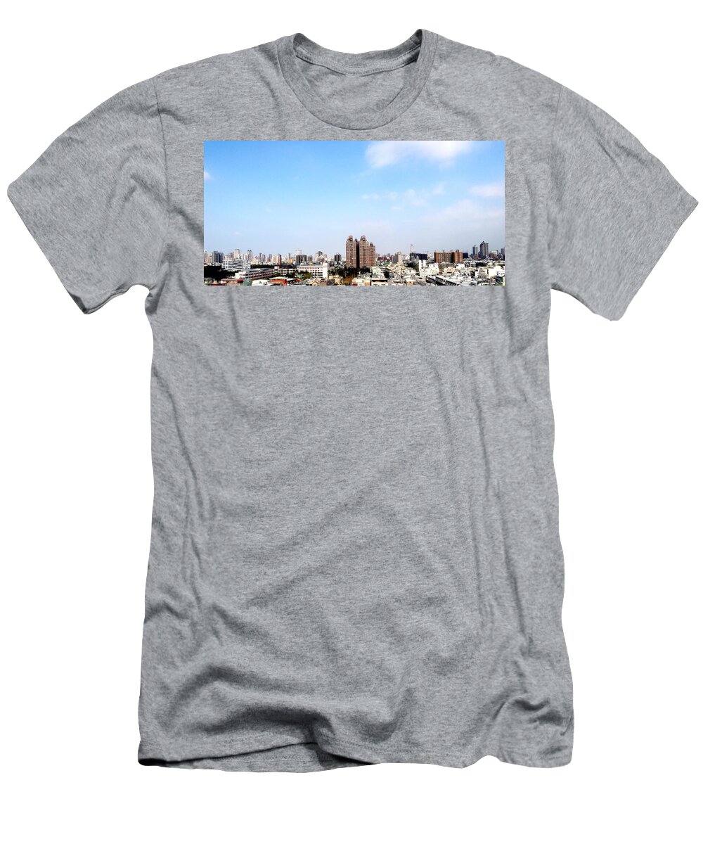 Abstract T-Shirt featuring the photograph Overlooking the entire city from high-rise buildings by Hung Chin Liu