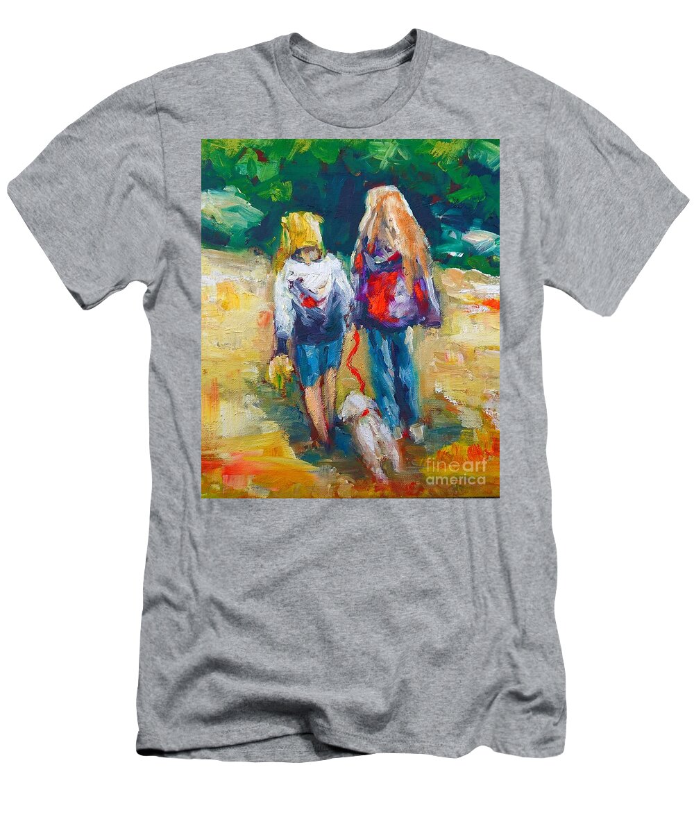 Friends T-Shirt featuring the painting Painting of friends by Mary Cahalan Lee - aka PIXI