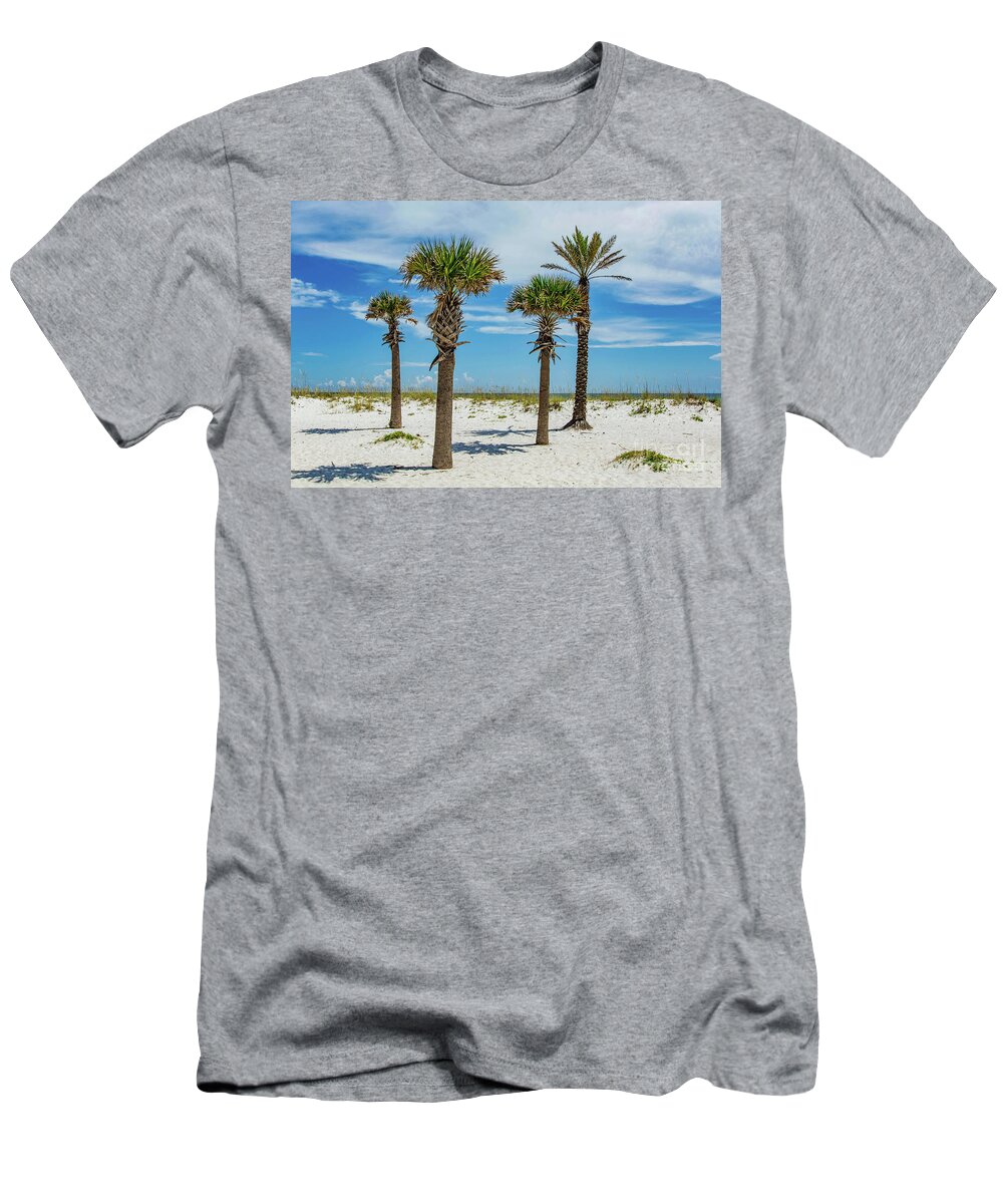 Island T-Shirt featuring the photograph Palm Trees on the Beach by Beachtown Views