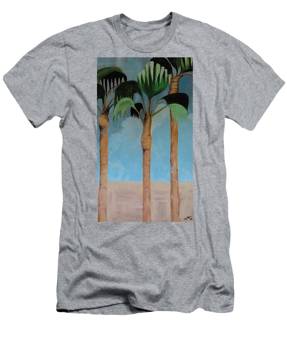 Palm Trees T-Shirt featuring the painting Palm Trees Plus by Ted Clifton