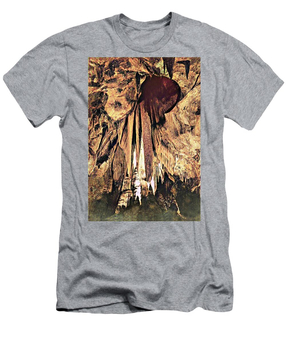 Papoose Room Onyx Drapes Carlsbad Caverns T-Shirt featuring the photograph Papoose Room Onyx Drapes Carlsbad Caverns Color by Ansel Adams