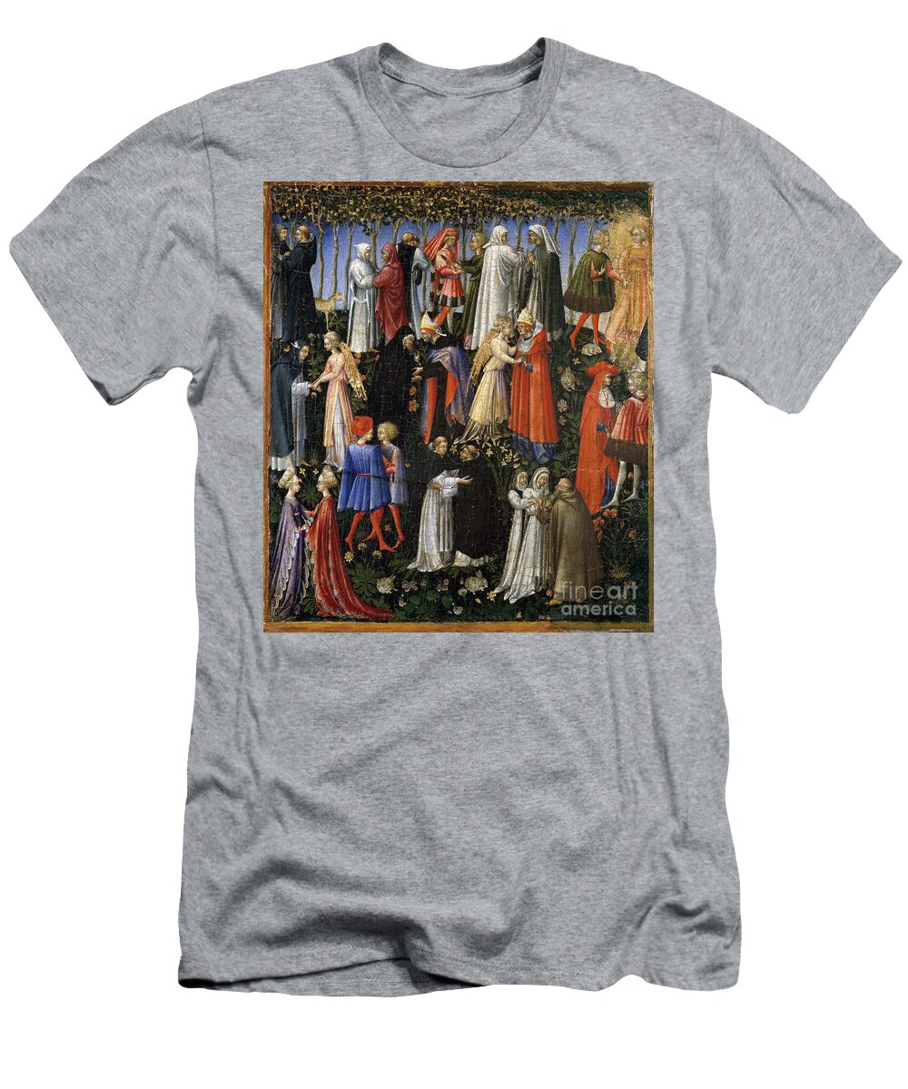 1445 T-Shirt featuring the painting Paradise, 1445 by Giovanni di Paolo