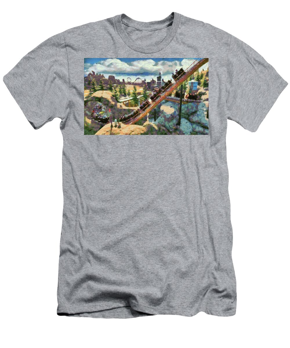 Theme Park Miners Train T-Shirt featuring the digital art Park Miners' Train by Caito Junqueira