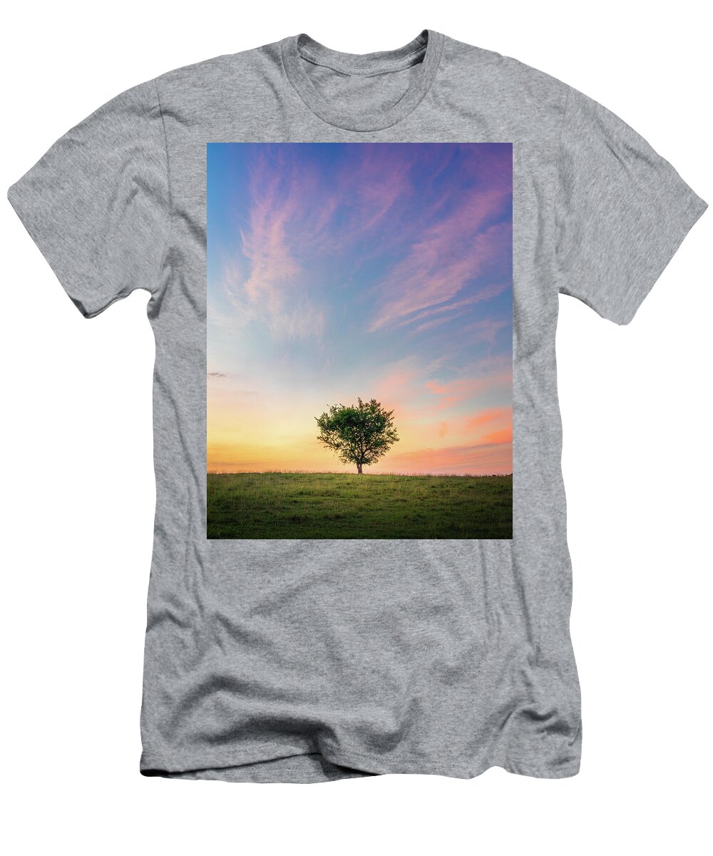 Sunrise T-Shirt featuring the photograph Pastel Sunrise Beautiful Tree Mississippi by Jordan Hill