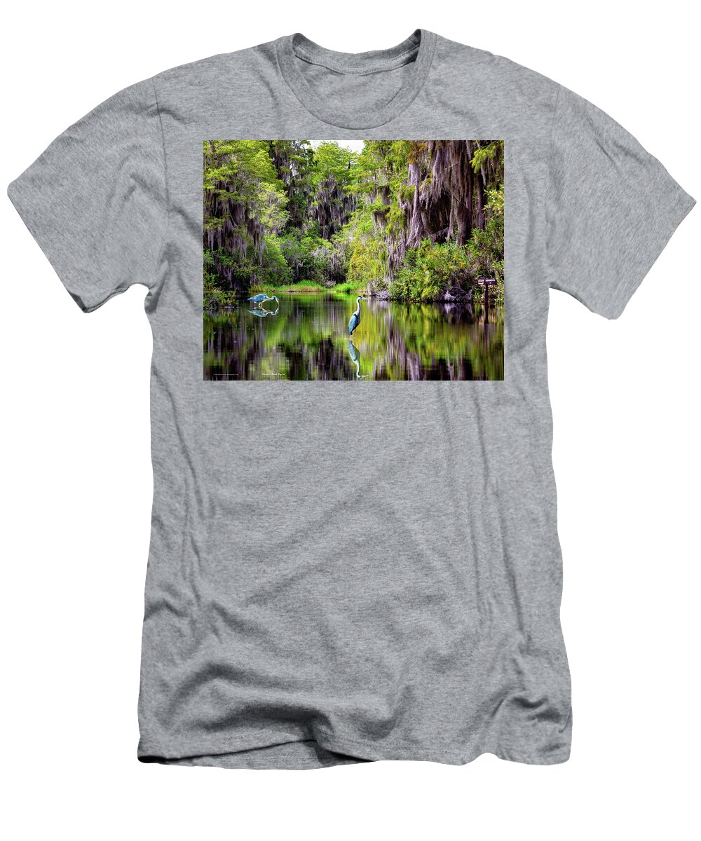 Heron T-Shirt featuring the digital art Patient Reflections by Norman Brule