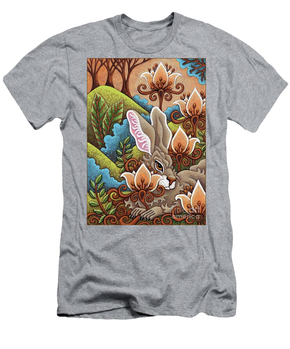 Hare T-Shirt featuring the painting Peachy Persian Daydream by Amy E Fraser