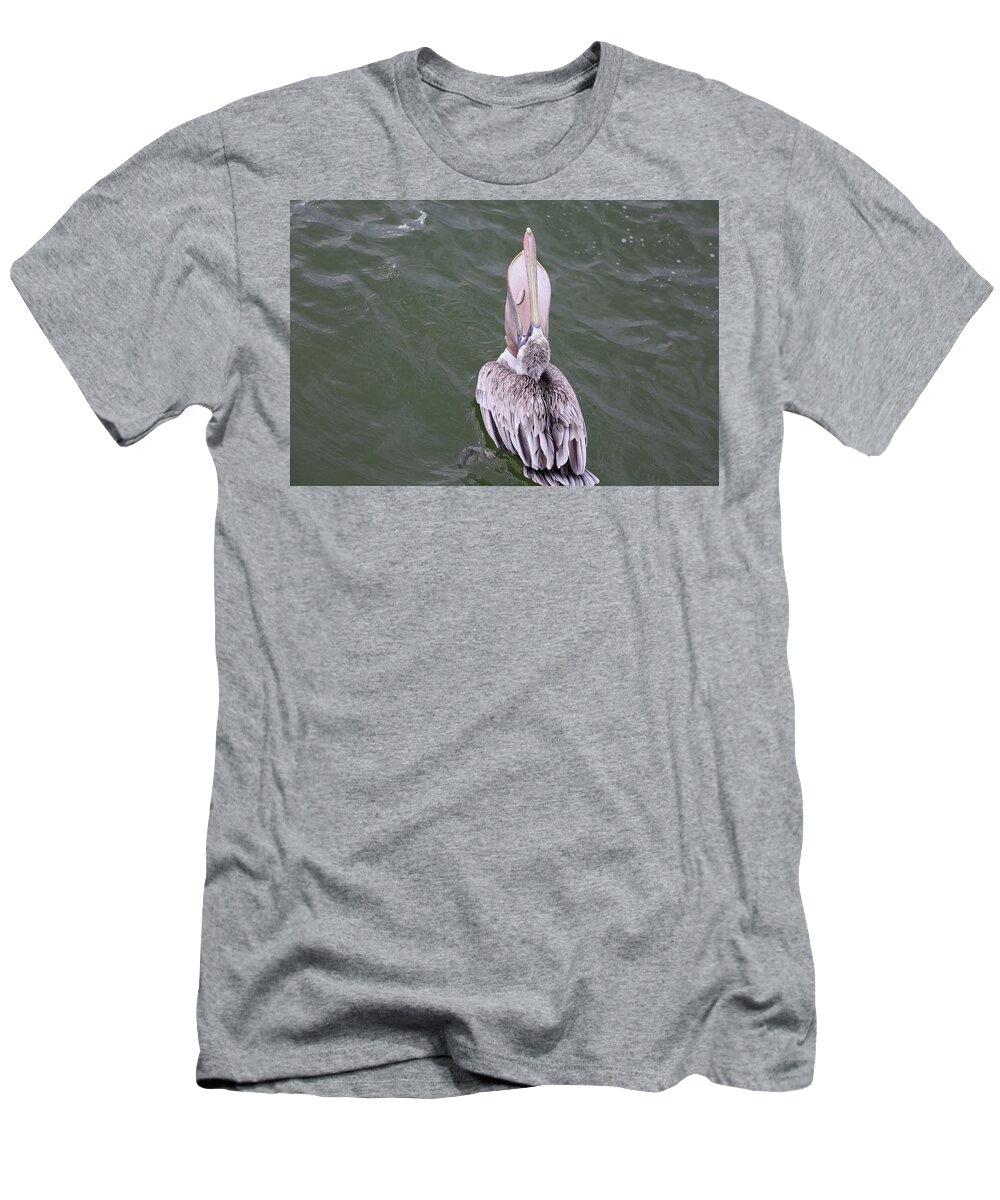 Pelicans T-Shirt featuring the photograph Pelican's Large Throat Pouch by Mingming Jiang