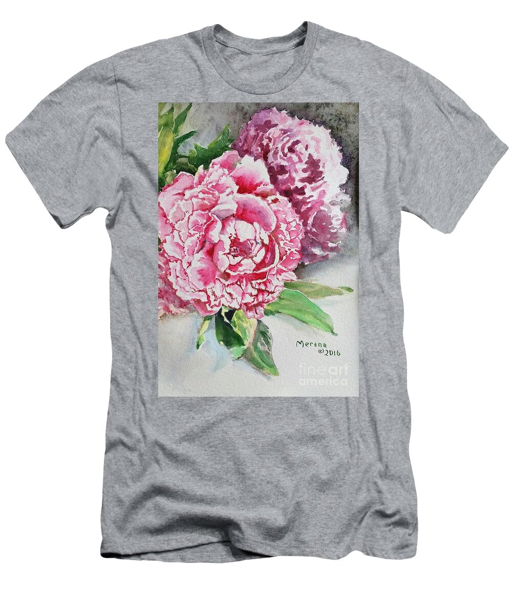 Peonies T-Shirt featuring the painting Peonies by Merana Cadorette