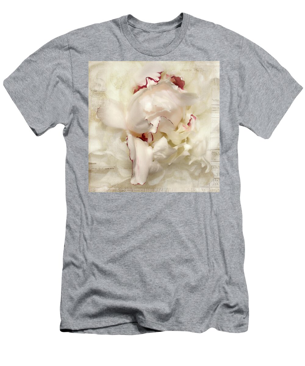 Flower T-Shirt featuring the photograph Peony - French Papers by Karen Lynch