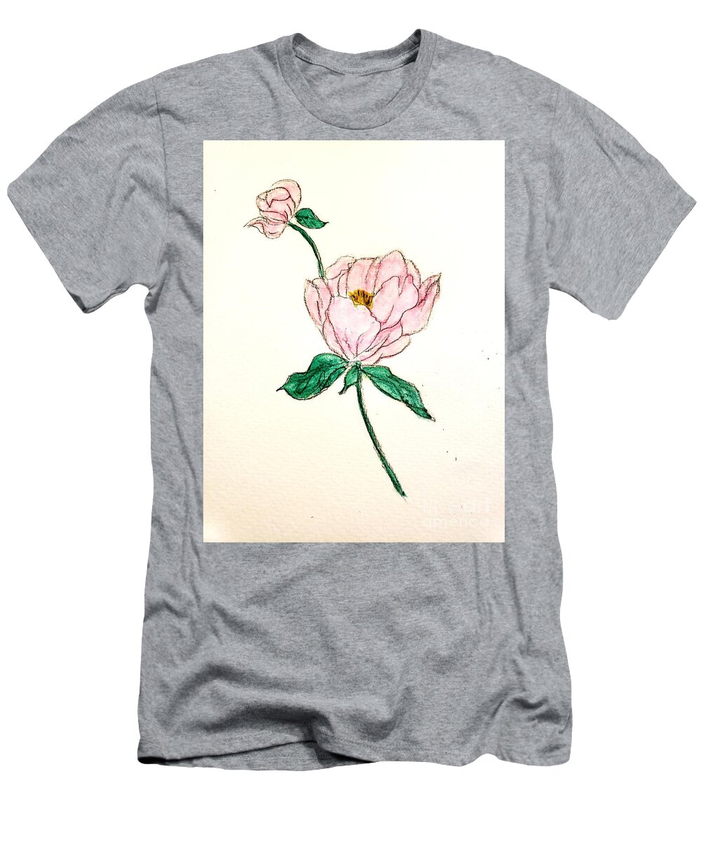 Romance T-Shirt featuring the painting Peony by Margaret Welsh Willowsilk