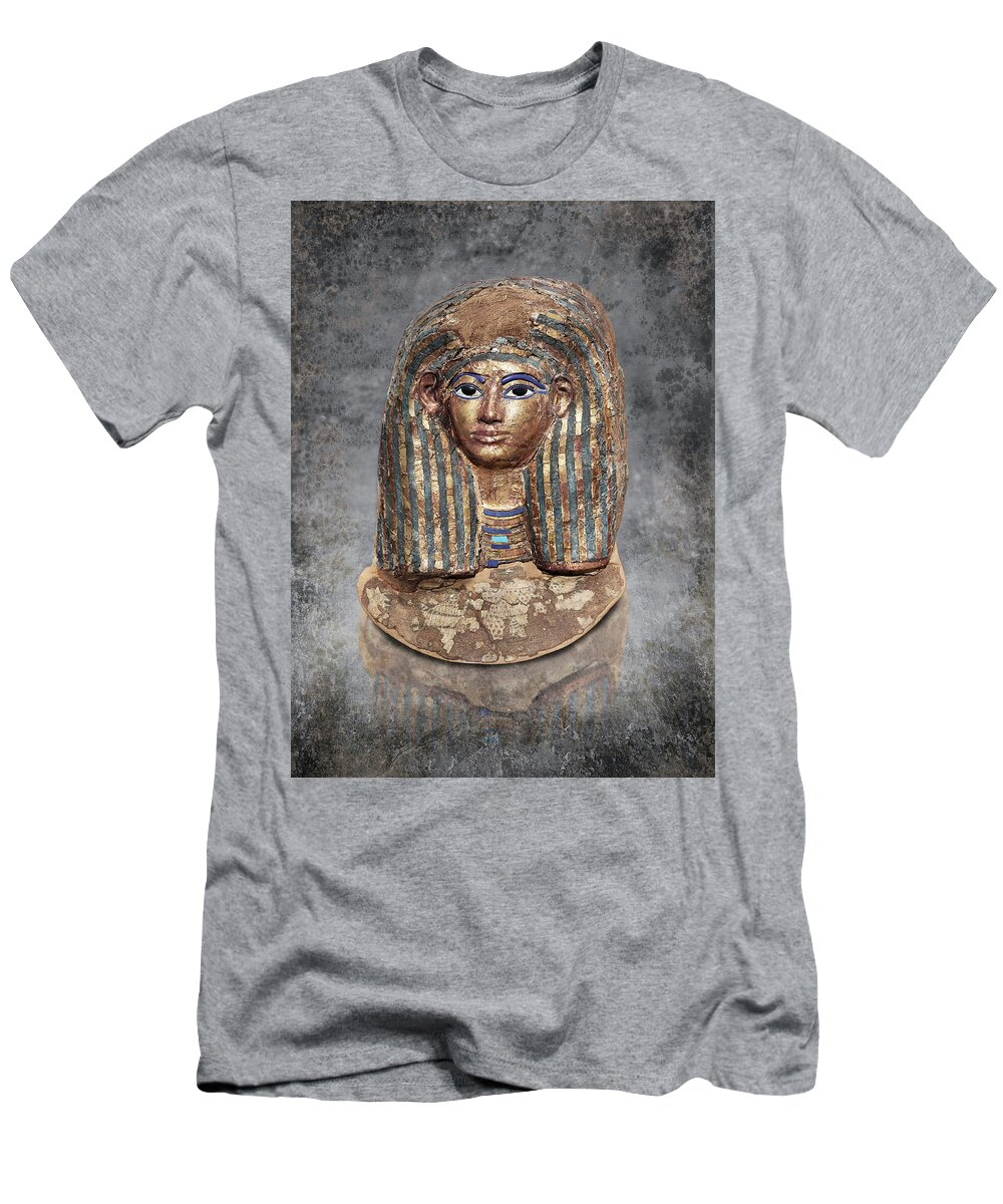 Cartonnage Funerary Mask T-Shirt featuring the sculpture The After life - Photo of Ancient Egyptian funerary mask of Merit by Paul E Williams