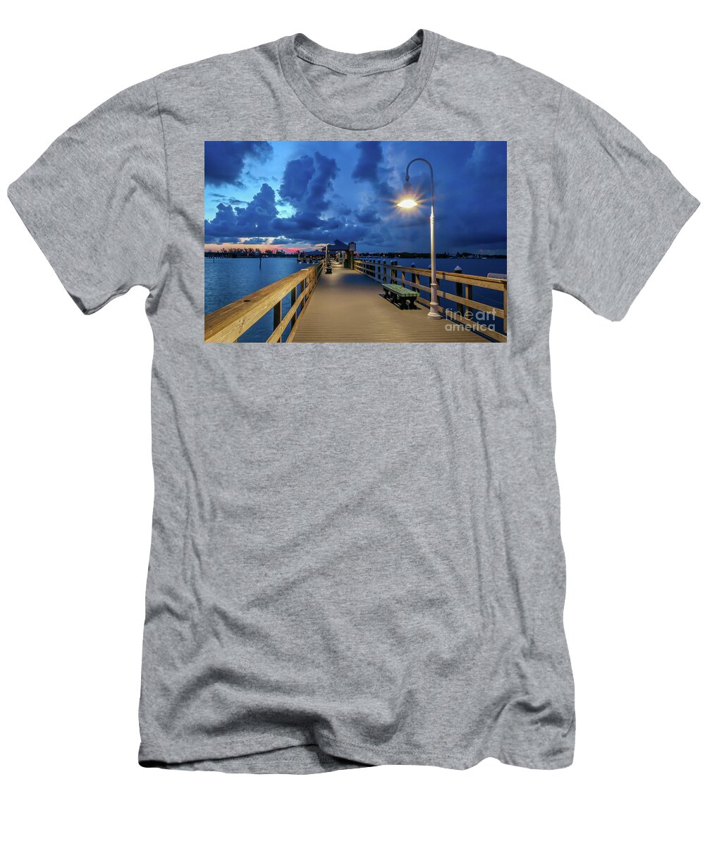 Pier T-Shirt featuring the photograph Pier Lamp Post by Tom Claud