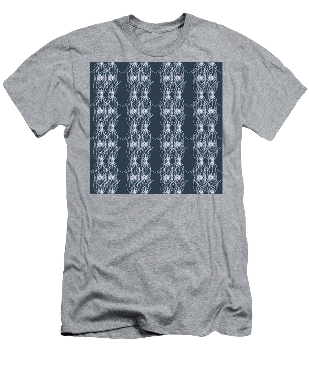 Geometric T-Shirt featuring the digital art Pine Geometric Navy and White by Sand And Chi