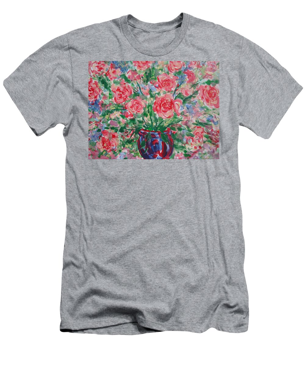 Flowers T-Shirt featuring the painting Pink Beauty. by Leonard Holland