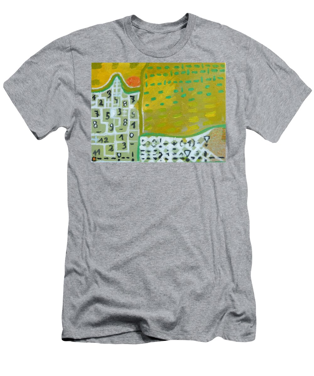City T-Shirt featuring the painting Plan of the tenement house and parking lot by Elzbieta Goszczycka