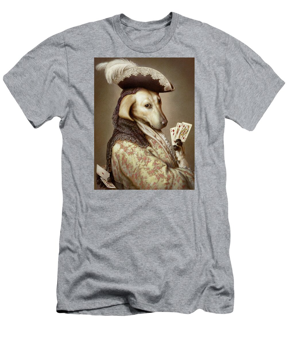 Greyhound T-Shirt featuring the pastel Pokerdog Greyhound by Kurt Wenner