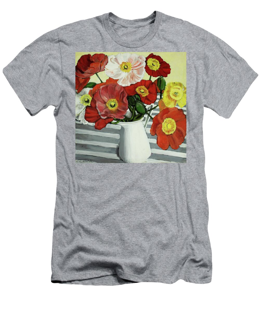 Still Life T-Shirt featuring the painting Poppies by Debbie Brown