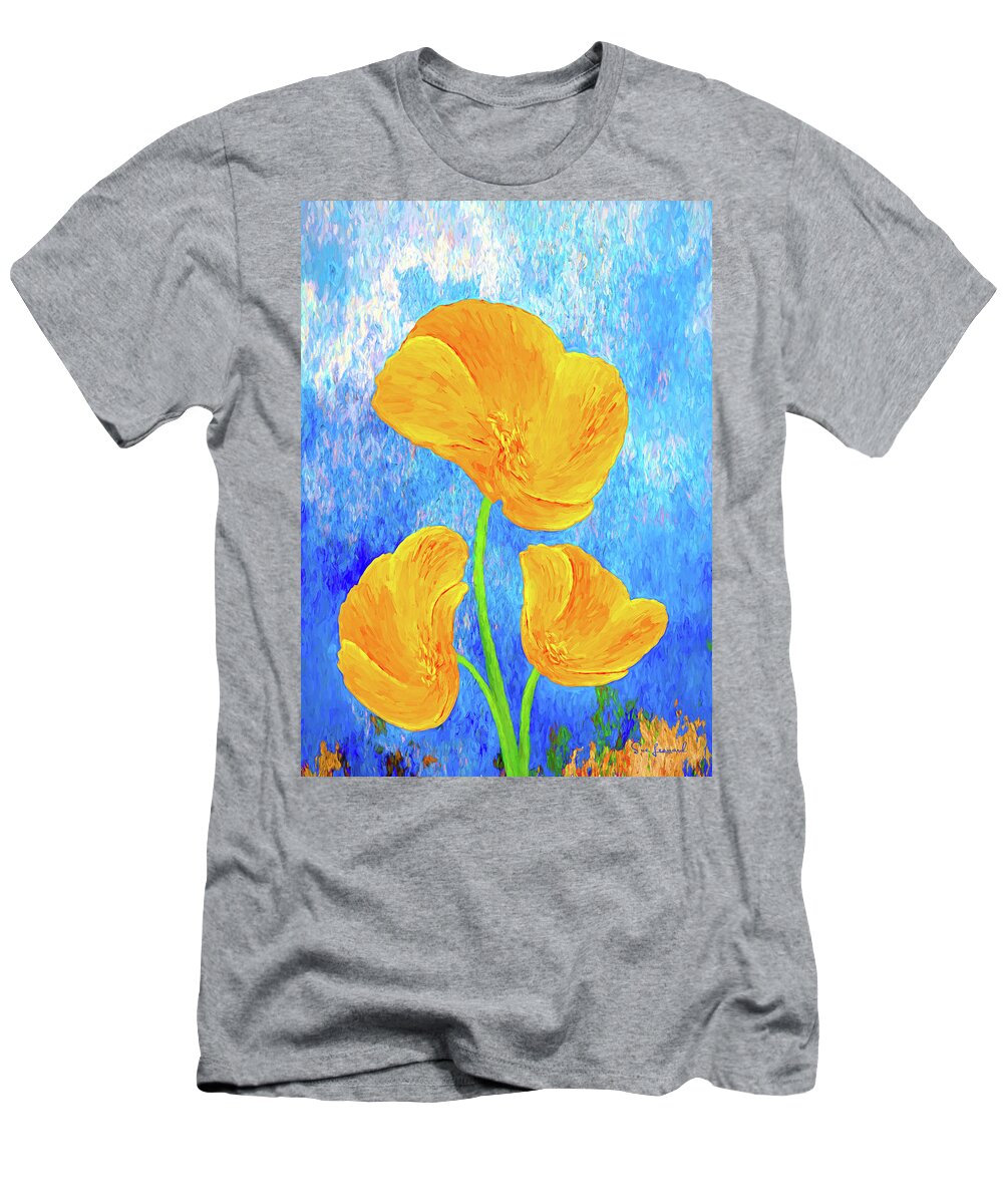 Abstract T-Shirt featuring the photograph Poppy with texture 1 by Sue Leonard