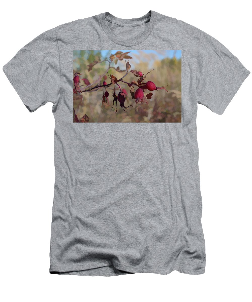  T-Shirt featuring the photograph Prickly Rose Hips by Cathy Mahnke