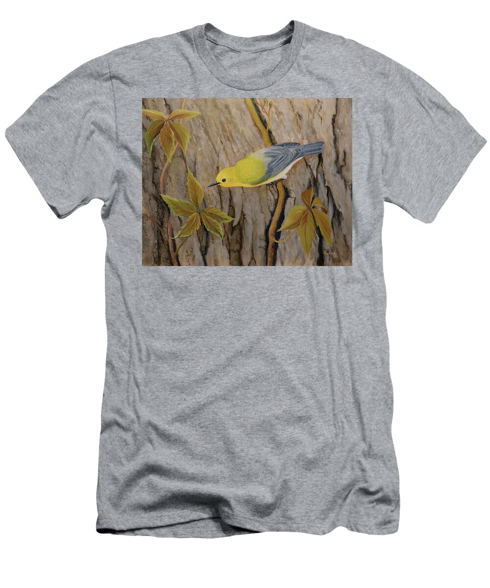 Warbler T-Shirt featuring the painting Prothonotary Warbler by Charles Owens