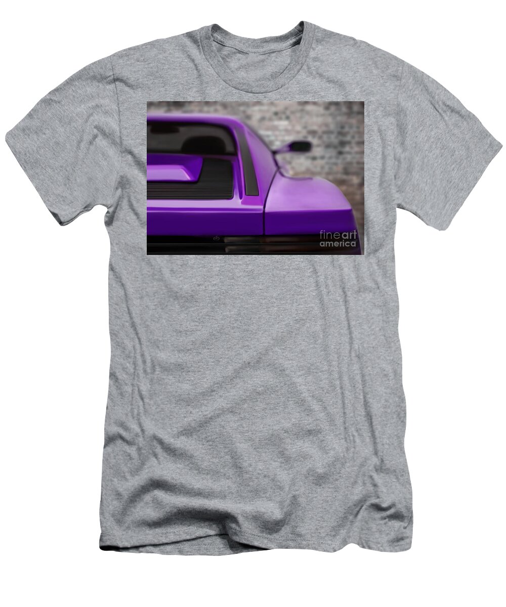 Hand Drawn T-Shirt featuring the digital art Purple Ferrari Testarossa Digital Art by Moospeed Art