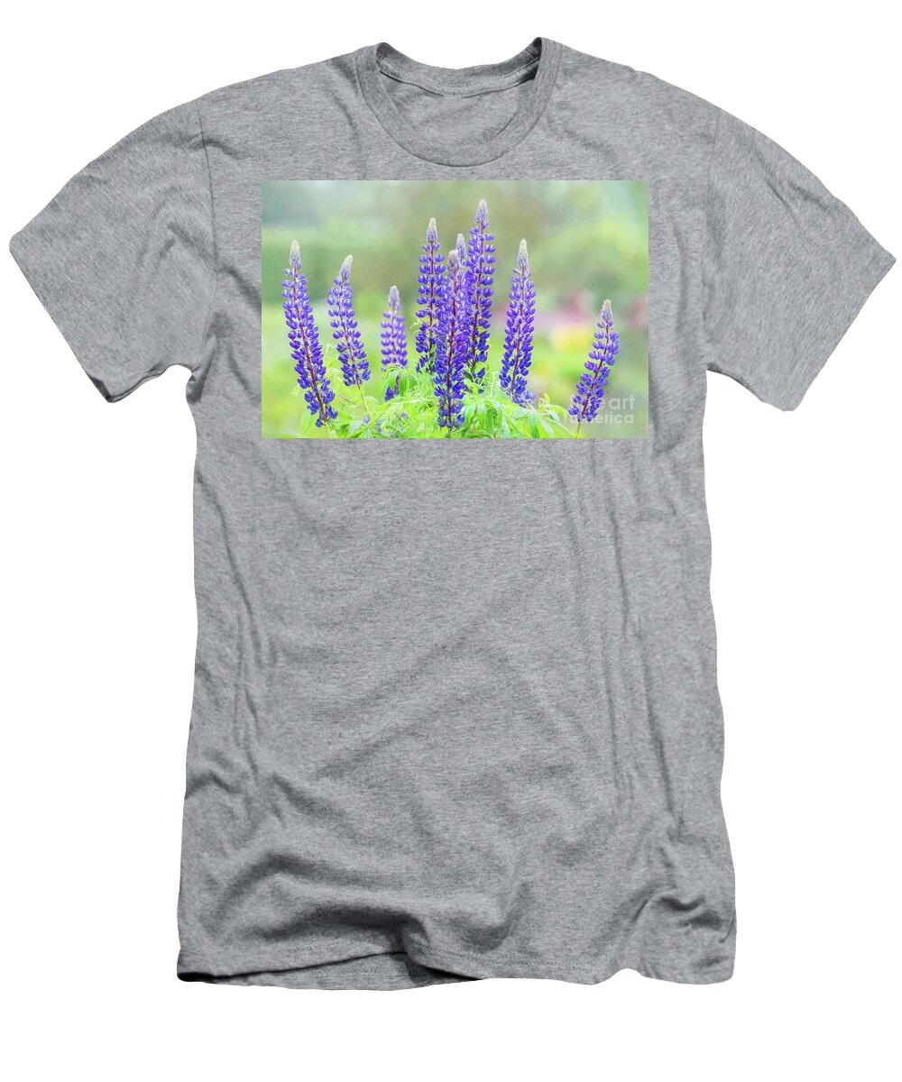 Lupine T-Shirt featuring the photograph Purple Lupine in the Rain by Anita Pollak