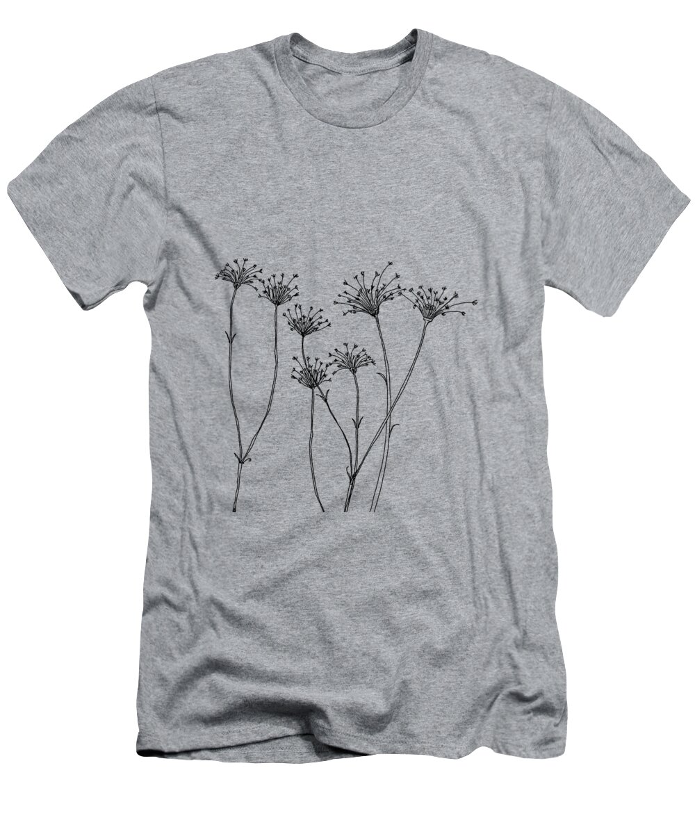 Queen Anne’s Lace T-Shirt featuring the drawing Queen Annes Lace by Blenda Studio